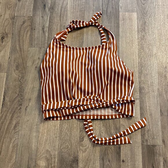 Coral Reef Swim Top Size XL Striped Halter Padded - Picture 1 of 5